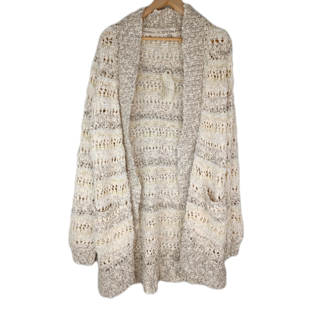 NWT- Anthropologie Knitted & Knotted Wool Blend Knit Long Cardigan Sz L